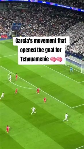 Gonzalo García makes a diagonal run into the box, dragging two defenders with him. That movement opens the cutback zone - and Tchouaméni arrives perfectly to finish. This isn't random. It's coordinated off-ball movement creating space before the shot. Overload. Attract. Exploit.