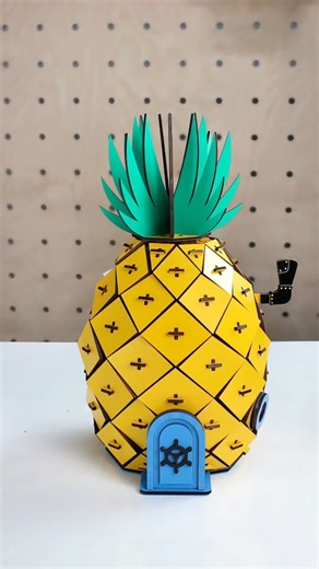 #spongebob DIY Pineapple House #3dpuzzle Tissue Box🍍 Piece - by - Piece #assembly #lasercutting
