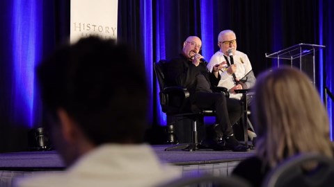 IL: Former President of Poland Lech Walesa lectures at Convention Center in Rosemont - 64565728