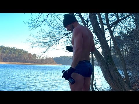 Solo Camping Setup Ice Bath in Cold Water