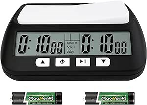 Digital Chess Clock Timer,QINFIEY Chess Timer for Board Games,Professional with Bonus Delay Count Down Up Function,Batteries Included
