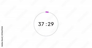 43 seconds digital timer countdown animation is isolated on white background. 43 sec countdown timer, a stopwatch animation with pie percentages