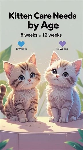 “Kitten Care: 8 Weeks vs. 12 Weeks 🐾”Tag someone who needs to see this before getting a kitten! 👀❤️