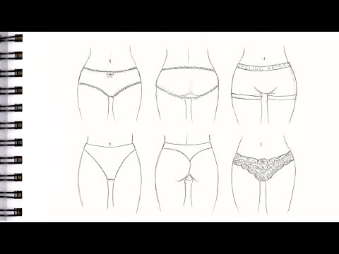 HOW TO DRAW UNDERWEAR Step by Step Pencil Drawing Tutorial. Guided fashion sketch front and back