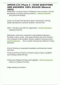 AMEDD CCC Phase 2 EXAM QUESTIONS AND ANSWERS 100 SOLVED Newest 2025