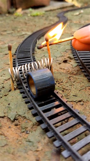 EXPERIMENT 😱 TRAIN VS IRON WIRE SPRING BLOCKADE #train #experiment #shorts