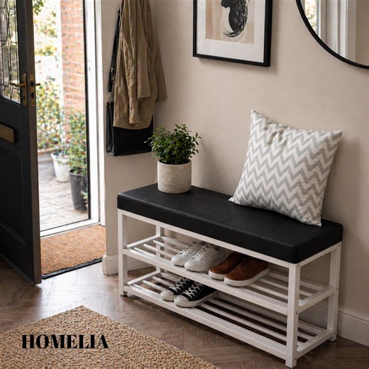Shoe Storage Bench With Seat – Entryway Shoe Rack for Small Hallway Spaces - Etsy