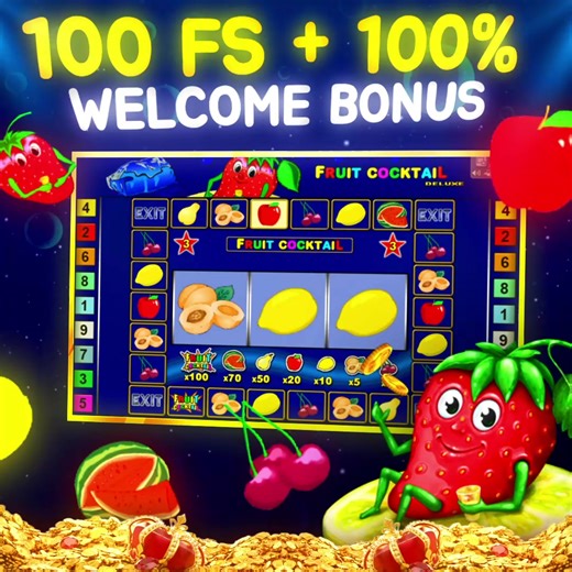 🎰It's time to try your luck on the wildest slot ever – Fruit Cocktail🍓! 🎁 Take advantage of the 100% bonus 100 free spins on your first deposit right now and enjoy! | Fruit Cocktail Deluxe Slot