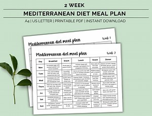 Printable Mediterranean Diet Meal Plan, Heart Healthy Diet, Weight Loss Meal Plan, Food Lists, 2 Week Meal Plan, Instant Download PDF - Etsy
