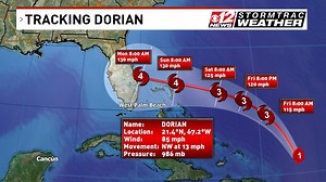 HURRICANE DORIAN: The 11 a.m. advisory shows it'll grow into a Category 4 hurricane with winds over 130 mph before hitting Florida on Monday, reports Lauren Olesky. Latest forecast: http://bit.ly/323Q4tQ Know your zone: http://bit.ly/2UdAwRw Download the CBS12 News app: http://bit.ly/2Z3VT8w | CBS 12 News