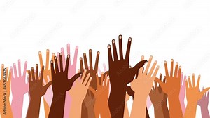 Video of a people's hands with different skin color together full hd