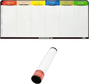 PMXBOARD 6 Column Kanban Board, Scrum Board Flex Full Magnetic Board. Agile Board Kit, 4 Markers, Eraser. Full Magnetic Project Management Board for Project Planning, Ultra Thin Scrum Whiteboard