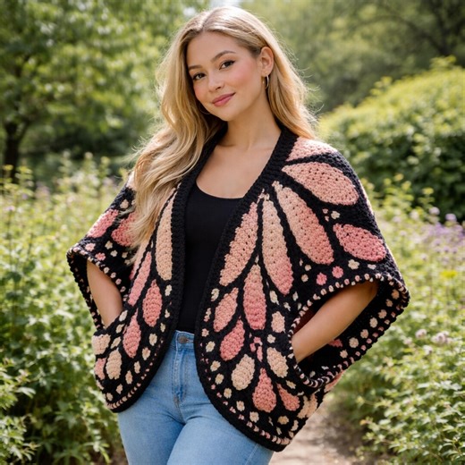 Monarch Butterfly Cardigan Crochet Pattern PDF | Oversized Wing Sweater | DIY Nature Fashion | Gift for Crocheter | Digital Download - Etsy