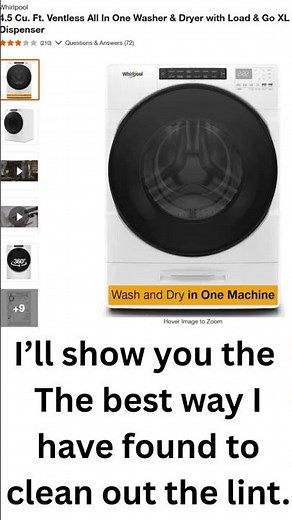 How to Clean out the lint of a Ventless All In One Whirlpool Washer & Dryer #whirlpoolappliances