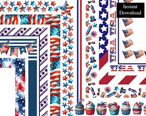 4th of July Borders Fourth of July Frames Clip Art Bundle 10 Digital Download Frame A4 & 8.5 X 11 Patriotic Page Border Independance Day PNG - Etsy