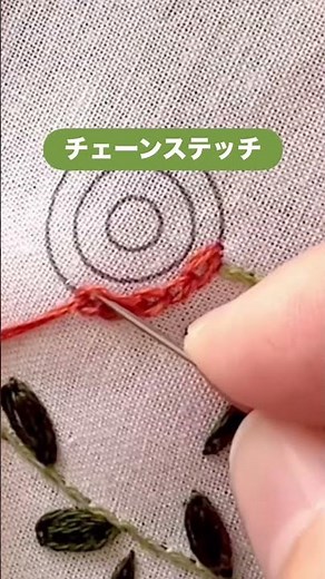 【チェーンステッチ】お花をステッチしました。Seria刺しゅう図案プリントクロスを使用
