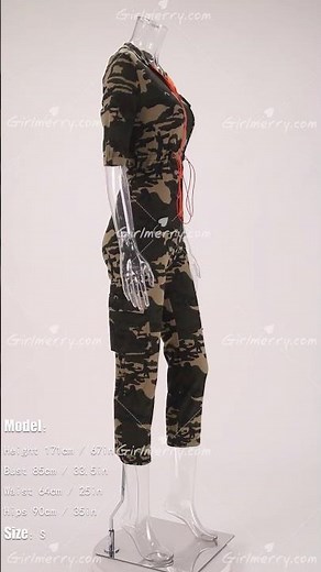 Girlmerry Stylish plus size camo printing pocket zip-up denim jumpsuit Wholesale CA003063