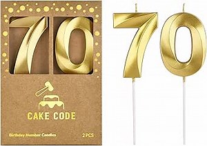 2.76 Inch Diamond Gold 70 Number Birthday Candles, Gold Number Candles, Cake Number Candles, Party Celebration