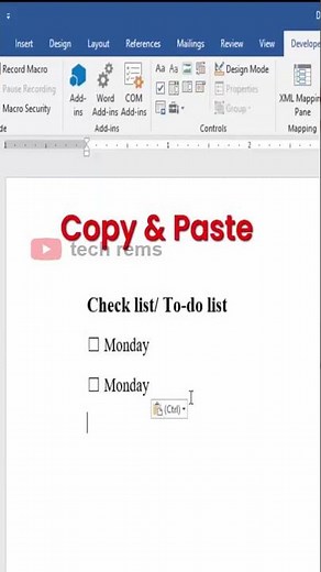 Create a checklist/todo list in word in 1min