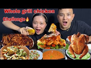 2KG WHOLE GRILL CHICKEN RECIPE 🧑‍🍳BLACK BEANS NOODLES AND WHOLE GRILL CHICKEN MUKHBANG CHALLENGE 🔥🤤