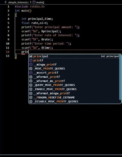 Calculating Simple Interest in C | C Programming Project | #beginnerprogramming #coding |