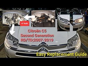 how to change main dipped bulb on Citroen C5 mk2 #headlight #lowbeam