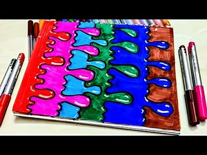 Colorful Drip Pattern Art – Satisfying Abstract Drawing with Markers | Easy Aesthetic Design