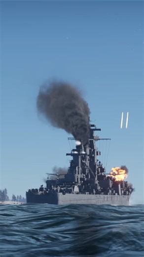 USS Iowa AA guns fire while ship takes hit at sea 💥 #iowa #aa #navy #ship #sea #battle #sim #hit