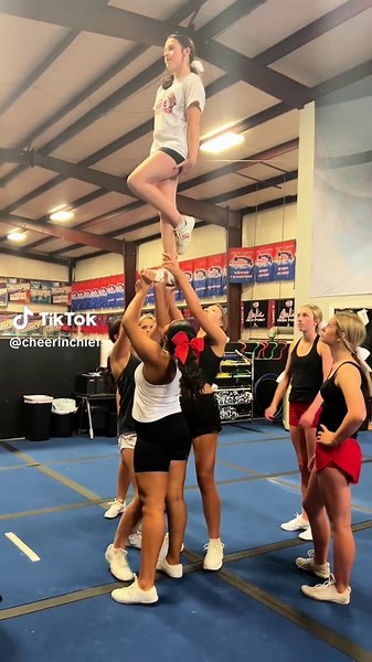 Hard work. Dedication. 🔑🤩 #cheer #chiefs #cherokee #chs #cheertok #stunting #topgun