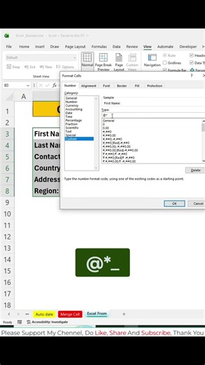 Create a simple and professional form in Excel #excel #shorts #exceltips