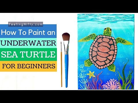 Sea Turtle Painting Tutorial For Beginners | How To Draw Sea Turtle | Underwater Sea Painting