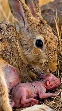 Rabbit Giving Birth 🐇 #animals #asmr #shorts #rabbit #baby #wildlife