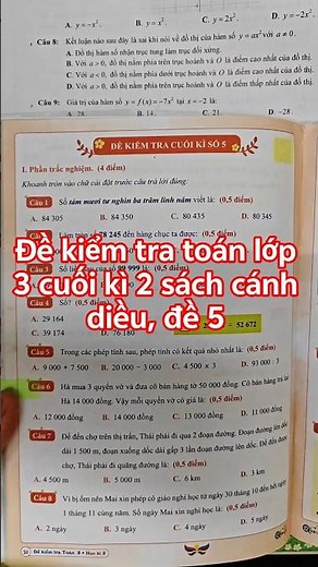 Đề kiểm tra toán 3 cuối kì 2 sách cánh diều, đề 5 ba mẹ tham khảo