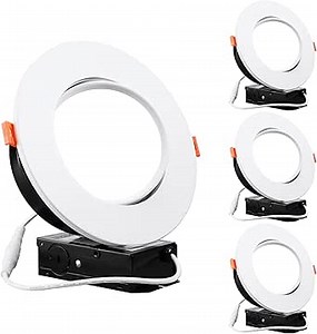 TORCHSTAR 6 Inch Gimbal LED Recessed Lighting with Junction Box, 13.5W IC Rated Air Tight Directional Swivel Downlight, CRI90+ Dimmable Canless LED Recessed Light, 5000K, ETL, Pack of 4