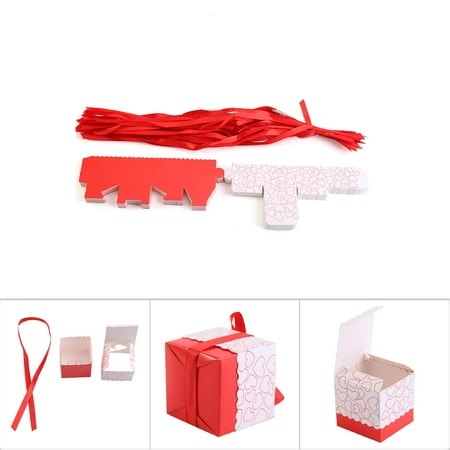 50Pcs Square Shape Wedding Birthday Party Favor Chocolate Candy Gift Boxes with Ribbon Red - Walmart.ca