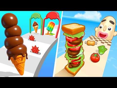 Sandwich Runner 🆚 Stacky Ice Cream Runner🌻🧿🌺🌈Max Levels Walkthrough Android IOS Update Gameplay70628