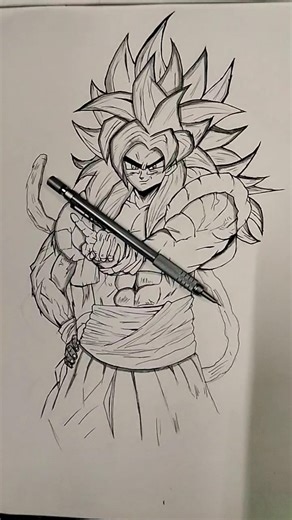 Goku drowing from dragon Ball z ssj4