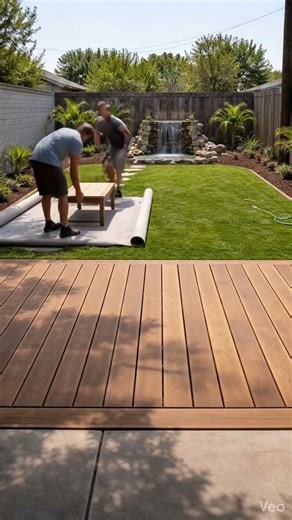 Backyard Transformation from Scratch | Deck + Waterfall Reveal