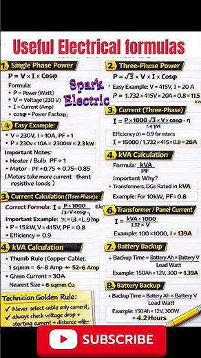 Electrical engineering formulas for beginners #shorts #ytshorts