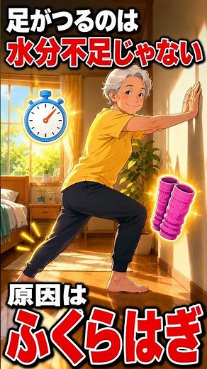 夜中に足がつらない｜こむら返りを防ぐ寝る前3分ストレッチ #Shorts #雑学 #高齢者 #60代