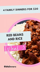 Dinner #3 in our Dollar Tree dinner series! 4 dinners for $20 total - This one is Red Beans and Rice, made with our second smoked sausage link and seasoned with Cajun flavors. I used dry beans to save money, but you can use canned to save time! Ingredients: 1 12 oz. bag dry red kidney beans (or 3 cans) 1 smoked sausage link (from a 2-pack) 1/3 bag frozen seasoning blend Cajun seasoning (to taste) 2-3 tbsp. oil Cooked white rice for serving If using canned beans: 2 cans red kidney beans (rinsed a