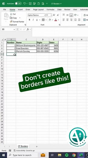 Automate creating borders in Excel with this simple trick! #PayrollExcelTemplate #ExcelTips #ExcelHacks #ProductivityTips #ExcelSkills #SpreadsheetTips #AutomationTips #ExcelBorders #ExcelTricks | Payroll Excel Template