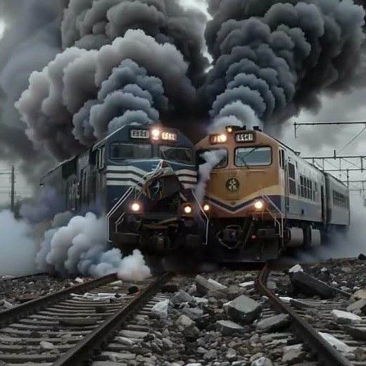 🚆💥 Train Crash – Two Trains Collide in Realistic Scene
