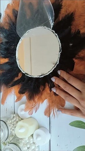 Feather Frame Decorative Mirror | Feather DIY Mirror Decoration | Trending Mirror Decorating Ideas