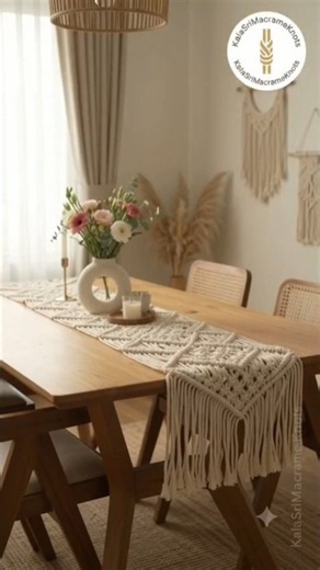 Diy Macrame table runner tutorial #diy #macrame #tablerunner #homedecor #bohodecor #shorts #boho