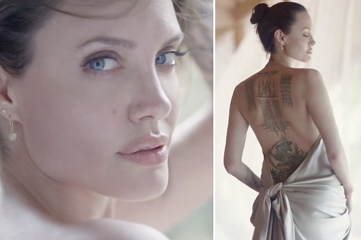 Angelina Jolie shows off her extensive back tattoos in new Guerlain fragrance ad