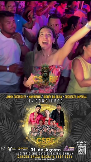 🎤GRAN CONCIERTO DE SALSA & BACHATA EN CANCÚN🪩 Disfruta de los mejores exponentes de la Salsa y Bachata, en un concierto ¡Inolvidable! Que te harán bailar sin parar toda la noche 📅 Sábado, 31 de Agosto 🏟️ Auditorio Sindicato de Taxistas Cancún Artistas en vivo: 🌟 Mayinbito 🌟Jimmy Rodriguez 🌟Dioney Da Silva 🌟Orquesta Imperial Boletoen taquilla - $899 mxn 🚀 🔒Compra tus entradas en línea: bit.ly/Concierto-CSBFest Contáctanos en WhatsApp📲 ⁨998 246 1002⁩ No dejes que te lo cuenten, ¡Vive la