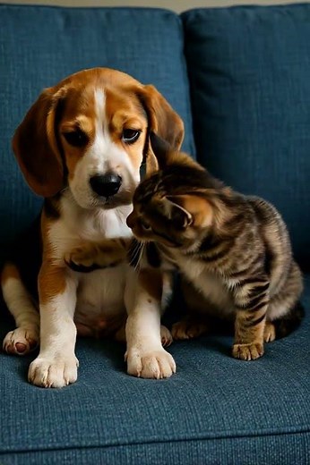 Pawsome Pals: Beagle & Kitten ... #kitten #funnyanimals #cutepets #catstagram