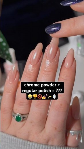 trying chrome powder with regular polish?? 🚫💅👀 #diynails #chromenails #nails #nailpolish #nailart