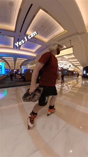 I thought he was challenging me on how good of a roller skater I was. Little done know rollerblading in a casino is my specialty. I did get kicked out by security though 😅 #rollerskating #casino #vegas